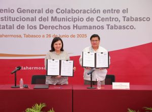 Firman Centro y CEDH convenio para fortalecer derechos humanos en el ámbito municipal