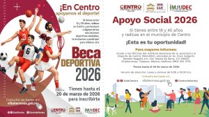 Emite Centro convocatorias para Beca Deportiva 2026 e ingreso al Programa de Apoyo Social